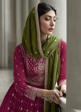 Contrast Salwar Suit in Pink Colour
